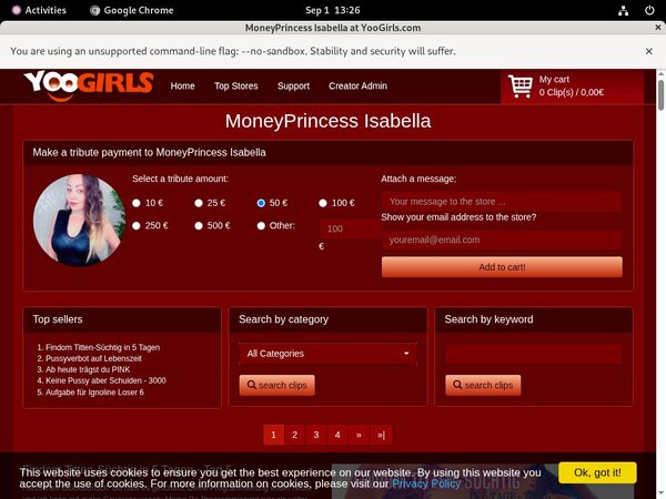 Moneyprincess Isabell Account Premium Free
